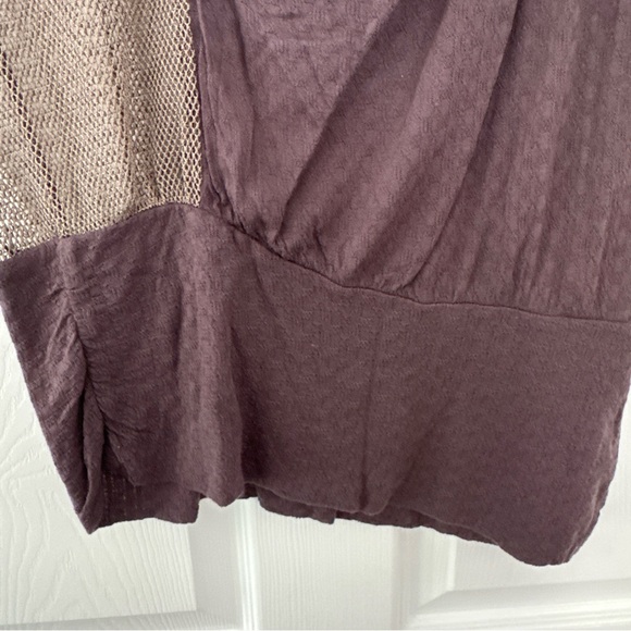 Free People One-Shoulder Draped Top in Mauve and Taupe Mesh - Picture 4 of 9